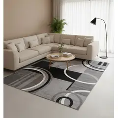 GENERICO - ALFOMBRA 180X200 CM GRIS ABSTRACTO CIRCULO GEOMETROCO ELEGANTE MODERNA DECORATIVA DCOIDEA