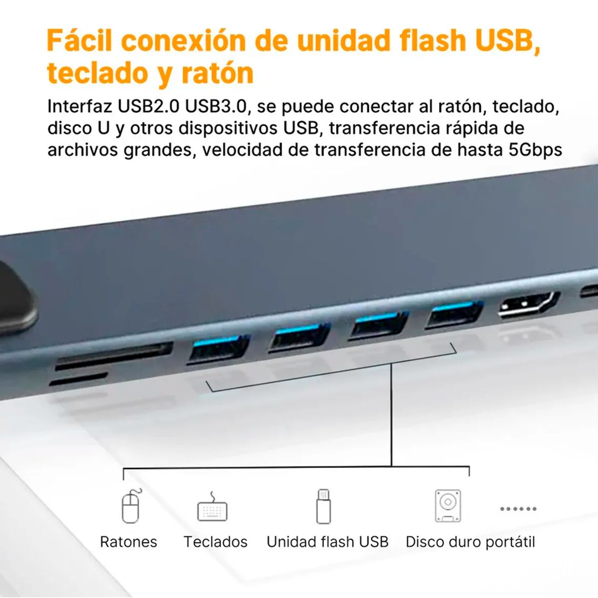 GENERICO - Adaptador Hub Para Macbook Air M1 M2 8 En 1 Usb-c Hdmi 4k Pc Plateado