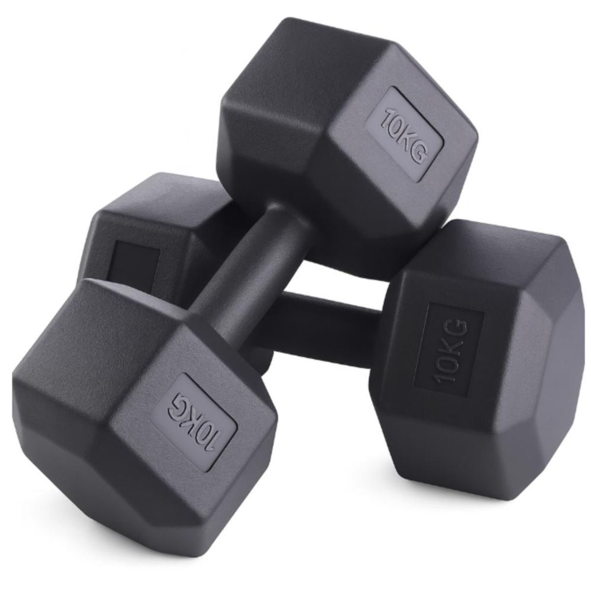 GENERICO - Mancuernas 10kg Hexagonales Pvc Pesas Set X2 Gris