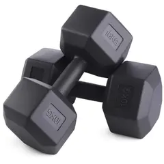 GENERICO - Mancuernas 10kg Hexagonales Pvc Pesas Set X2 Gris