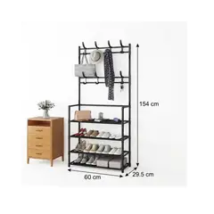 GENERICO - Perchero Organizador de Ropa y Calzado 4 Niveles - Negro