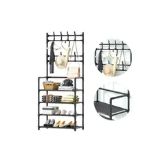 GENERICO - Perchero Organizador de Ropa y Calzado 4 Niveles - Negro