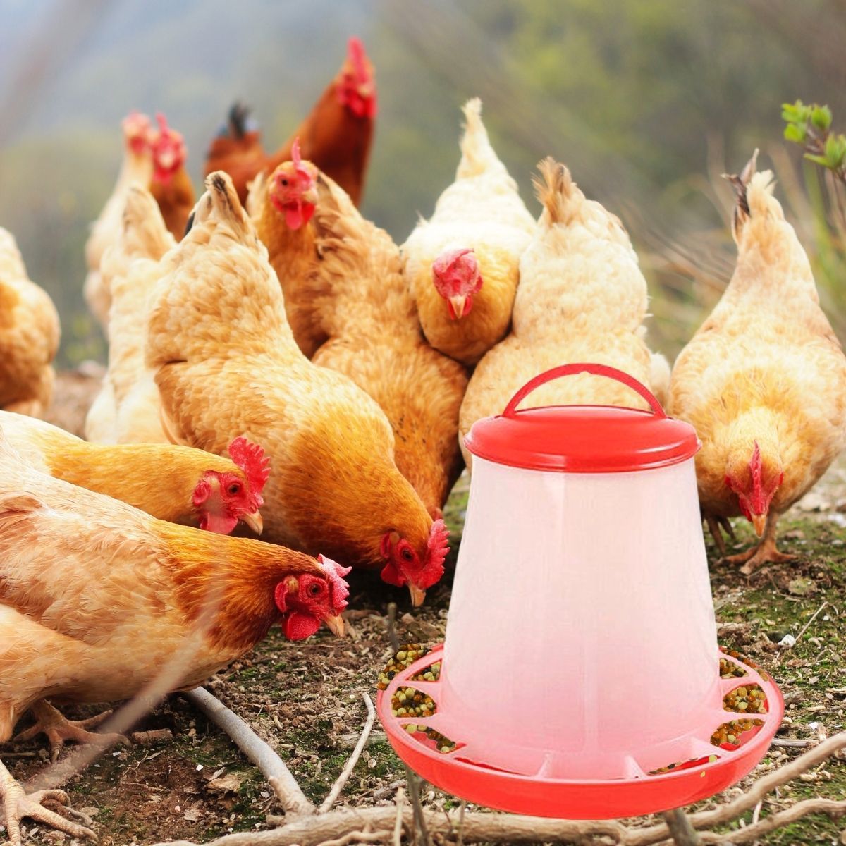 GENERICO - Pack x4und Comederos 3kg para Gallinas Pollos Aves de Corral