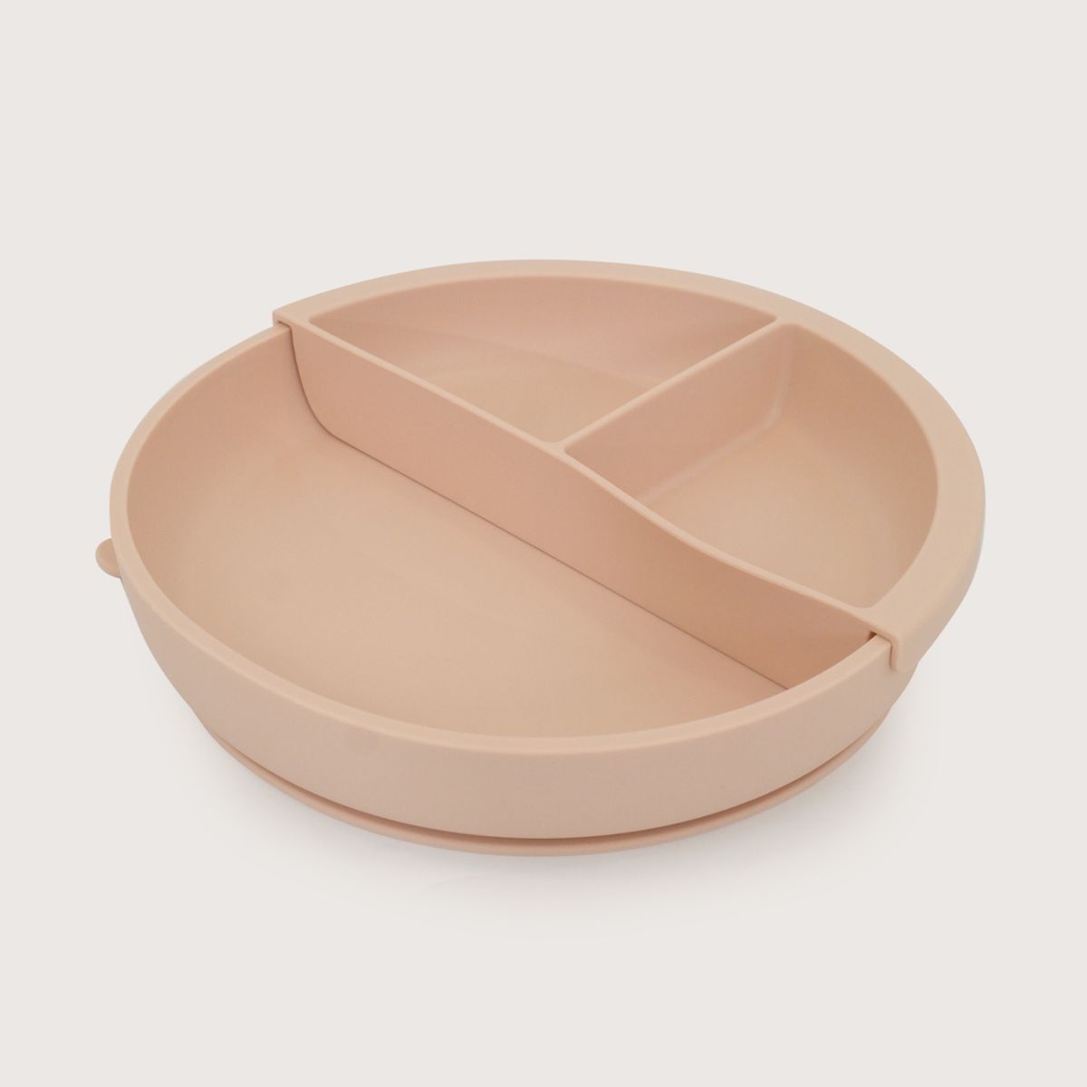 OPALINE - Plato redondo con base antideslizante y divisor rosado