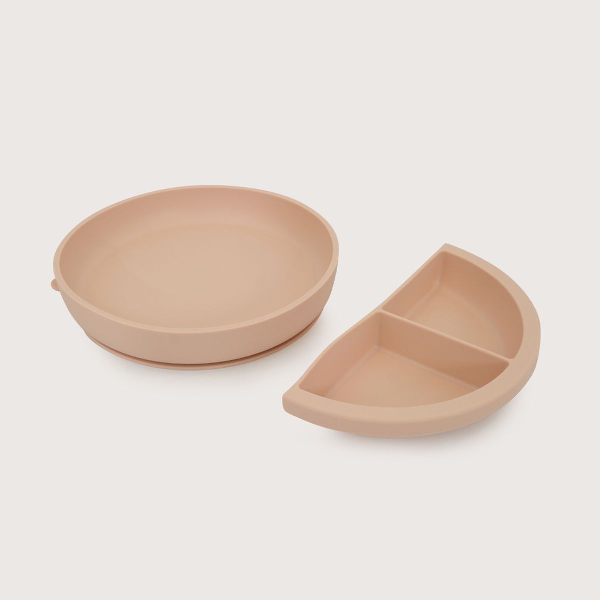 OPALINE - Plato redondo con base antideslizante y divisor rosado
