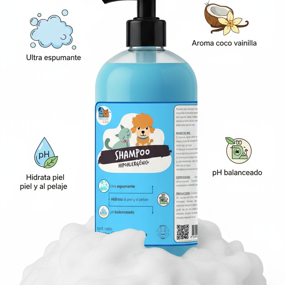 MASCOKITS - Super Shampoo Hipoalergenico Orgánico 1 Litro Para Mascotas