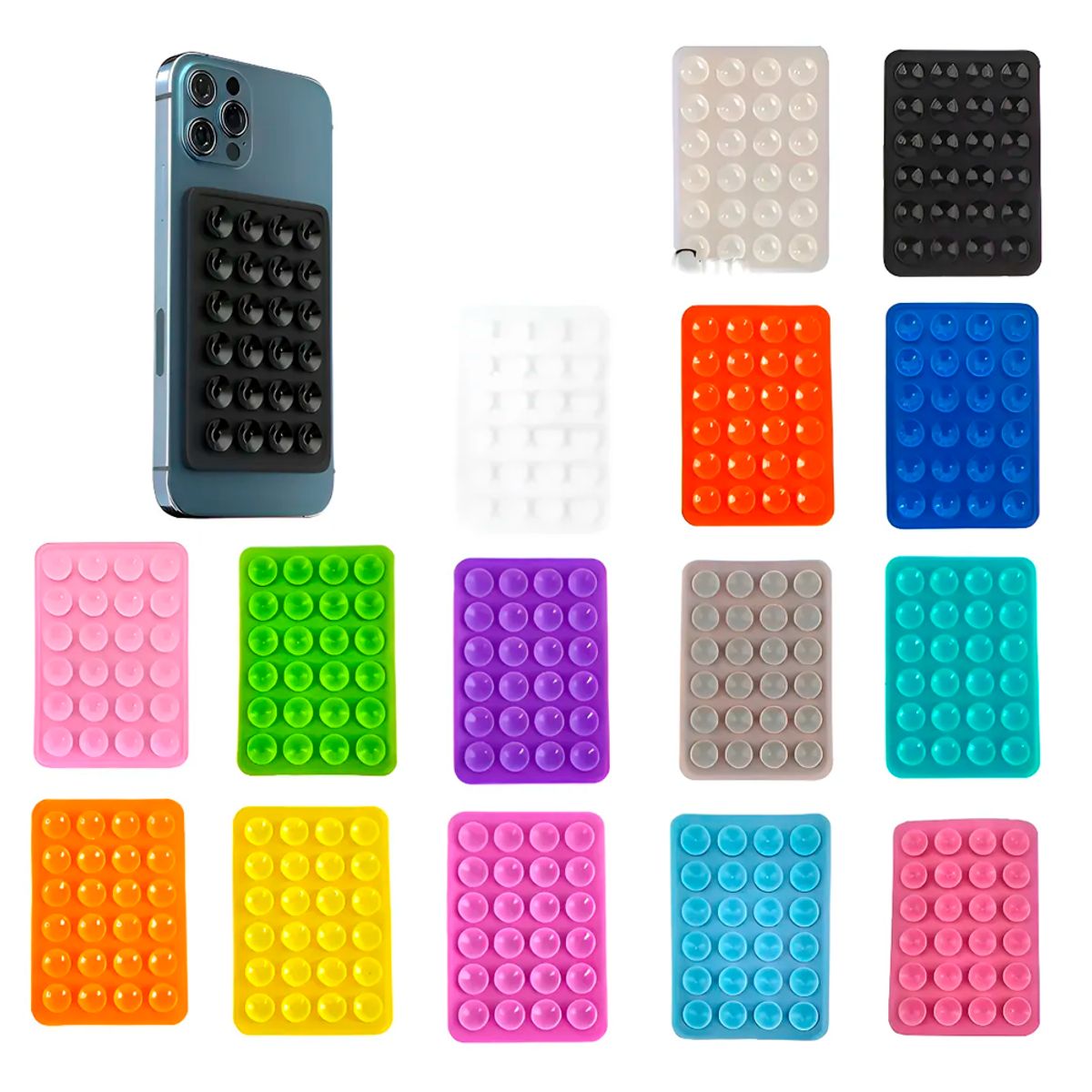 GENERICO - Soporte De Silicona Ventosa Adhesivo Para Carcasa Celular Negro