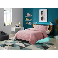 DIANA - COBERTOR TRENSADO CON CHIPORRO COLOR LISO ROSA 2 PLAZA 230CM X 250CM