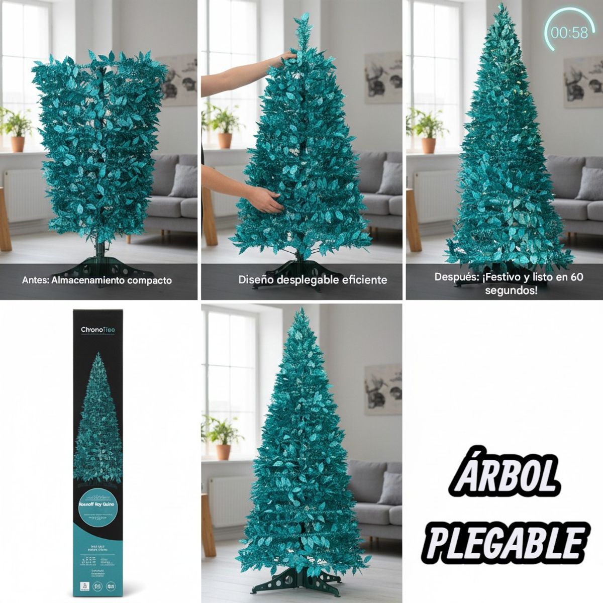 GENERICO - Arbol Navidad Plegable Espiral Pino Verde Artificial 150cm Casa Hogar