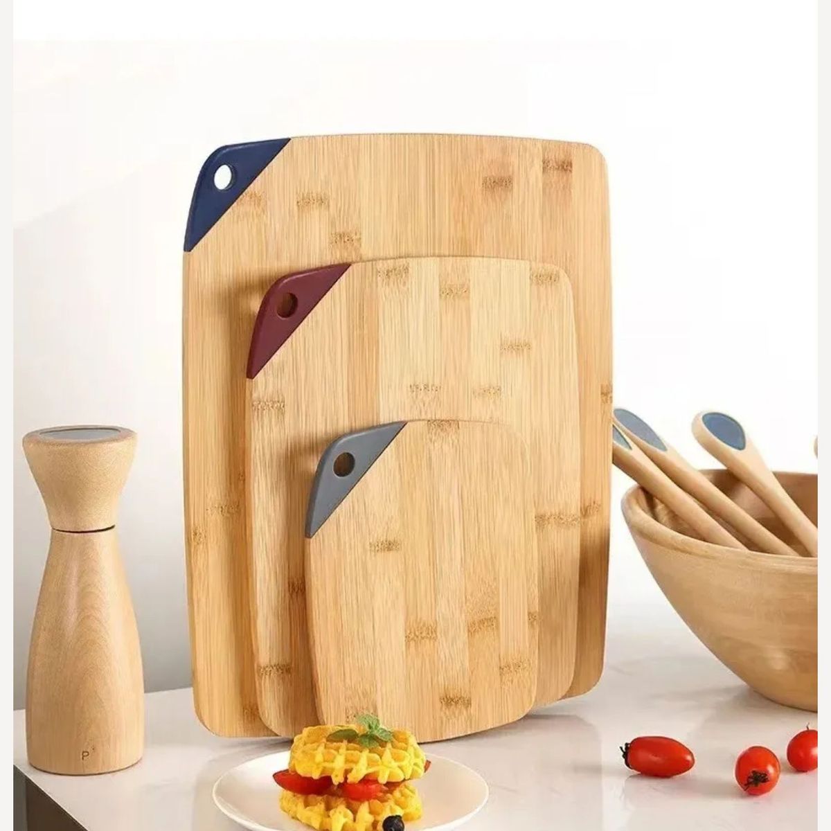 GENERICO - Set 3 Tablas De Picar Cortar Bambu Cocina Profesional