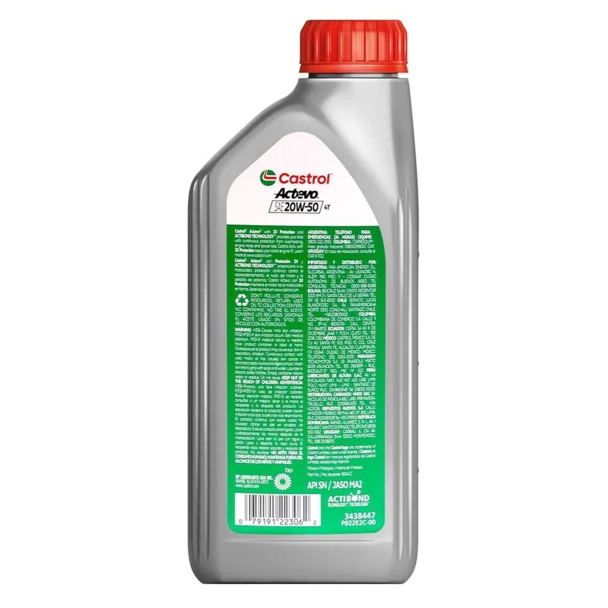 CASTROL - ACEITE CASTROL ACTEVO 4T U3 SINTÉTICO 20W50