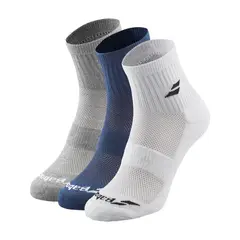 BABOLAT - Calcetin Quarter Blanco/Azul/Gris - 3 Pares Tenis Padel