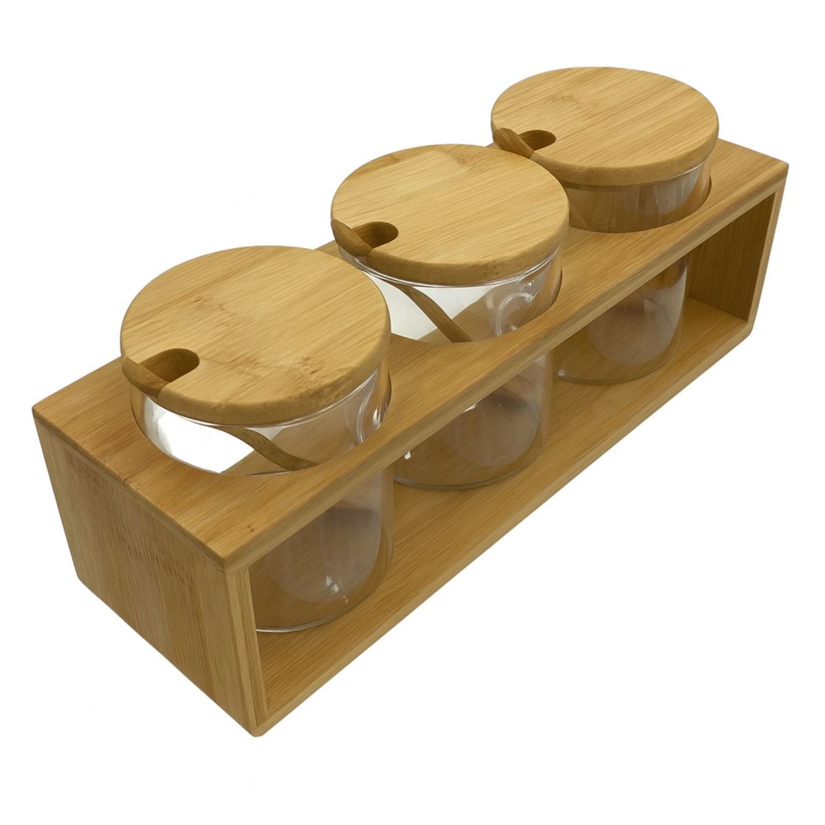 GENERICO - Set 3 Frascos Especieros Con Cuchara Organizadores Cocina