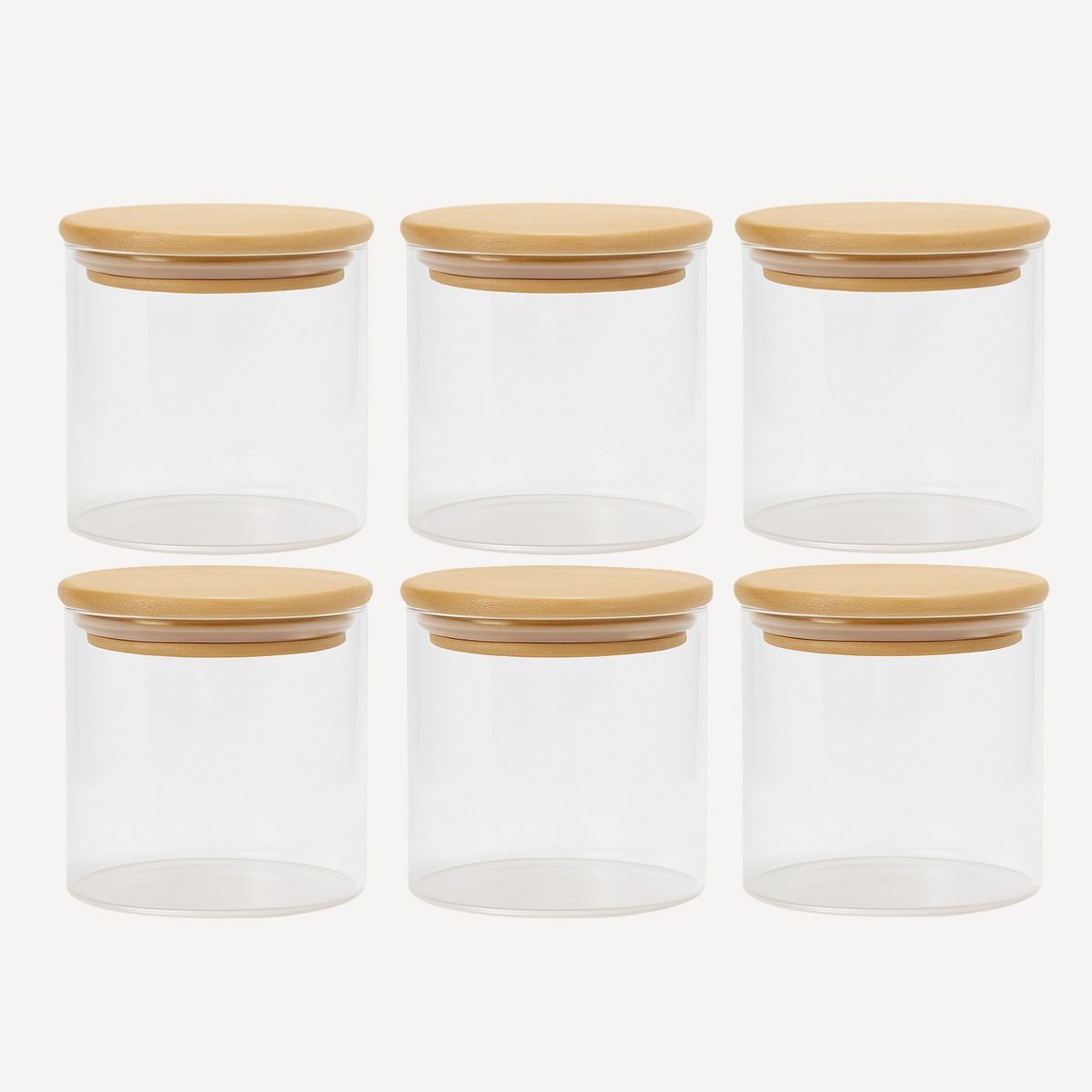 GENERICO - Set 6 Frascos Para Condimentos Especias Tapa Bambú 300mlc/u