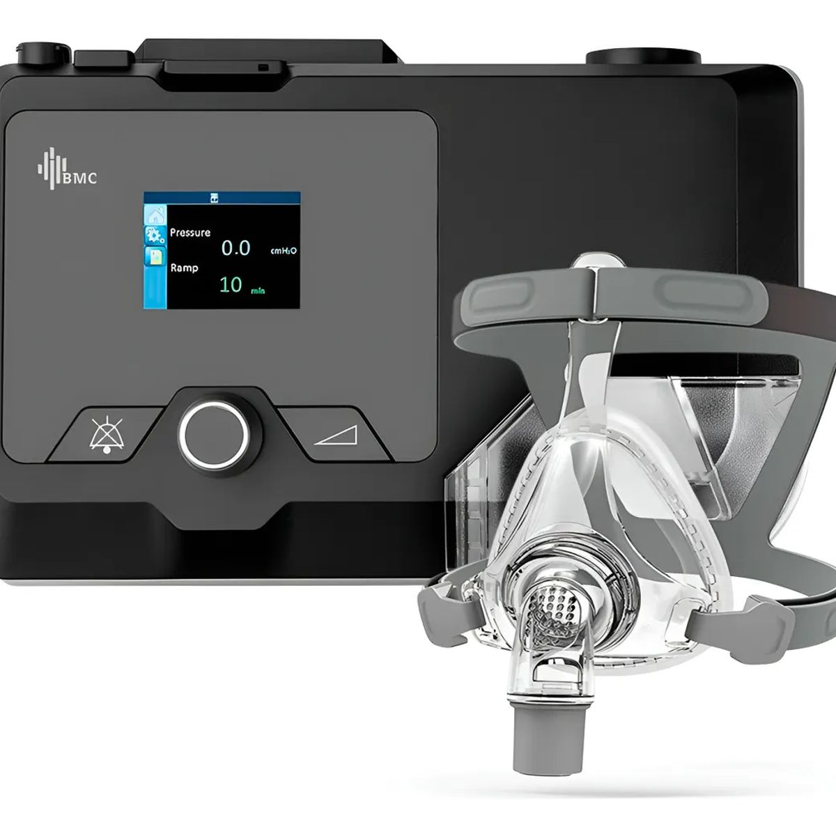 TOPMEDIC - BMC - Maquina CPAP Resmart Portatil Para la Apnea de Sueño + Mascara Oronasal, Tubo y Humidificador