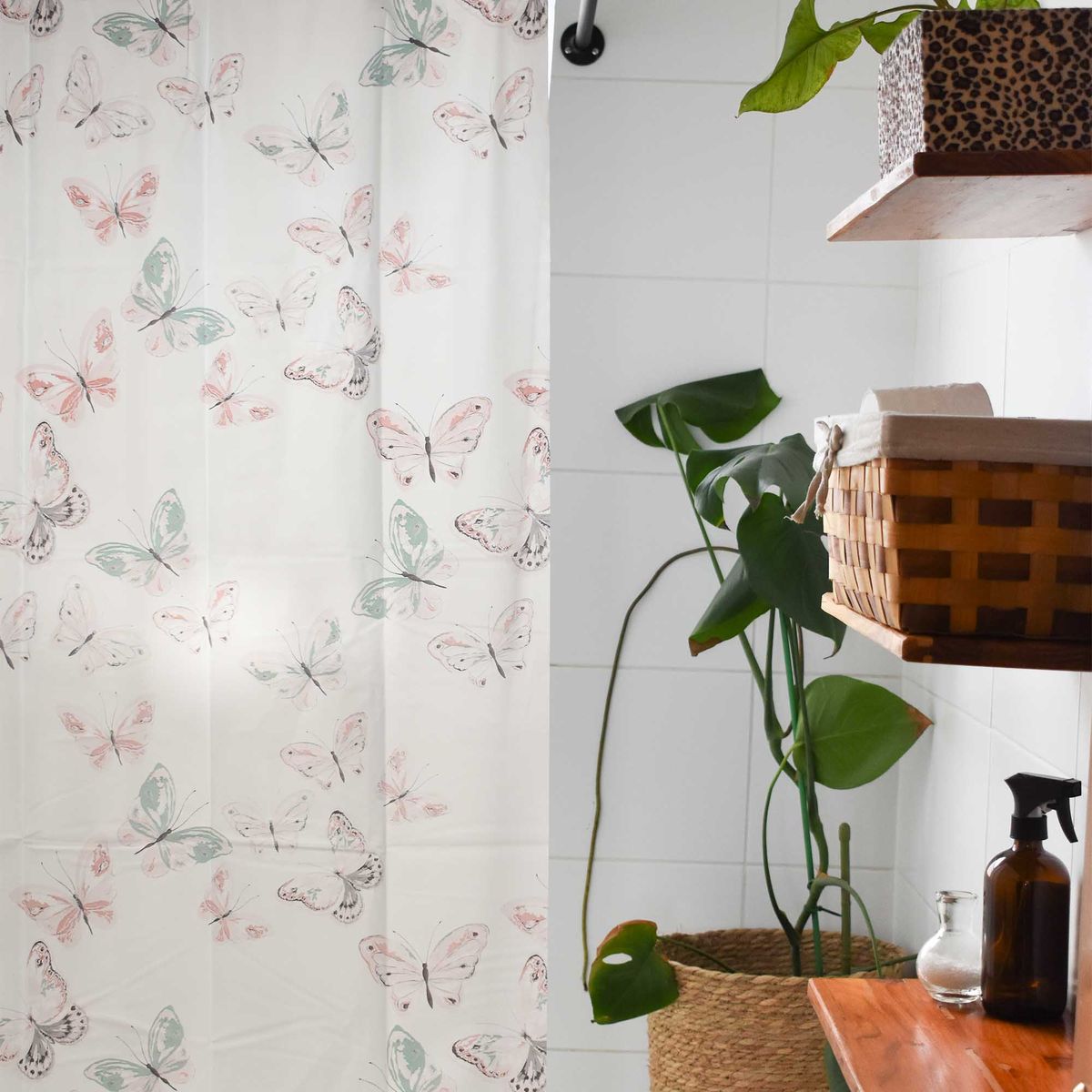 DECO EXPRESS - Cortina baño PEVA Arcoíris Impermeable 180x180 Cms