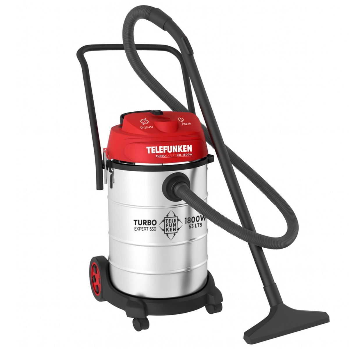 TELEFUNKEN - Aspiradora Profesional WET / DRY Turbo Expert 530 1800W / 53 Litros Inoxidable