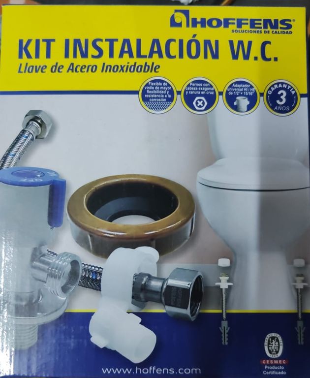 Kit De Instalacion Wc Llave Angular Completo Hoffens