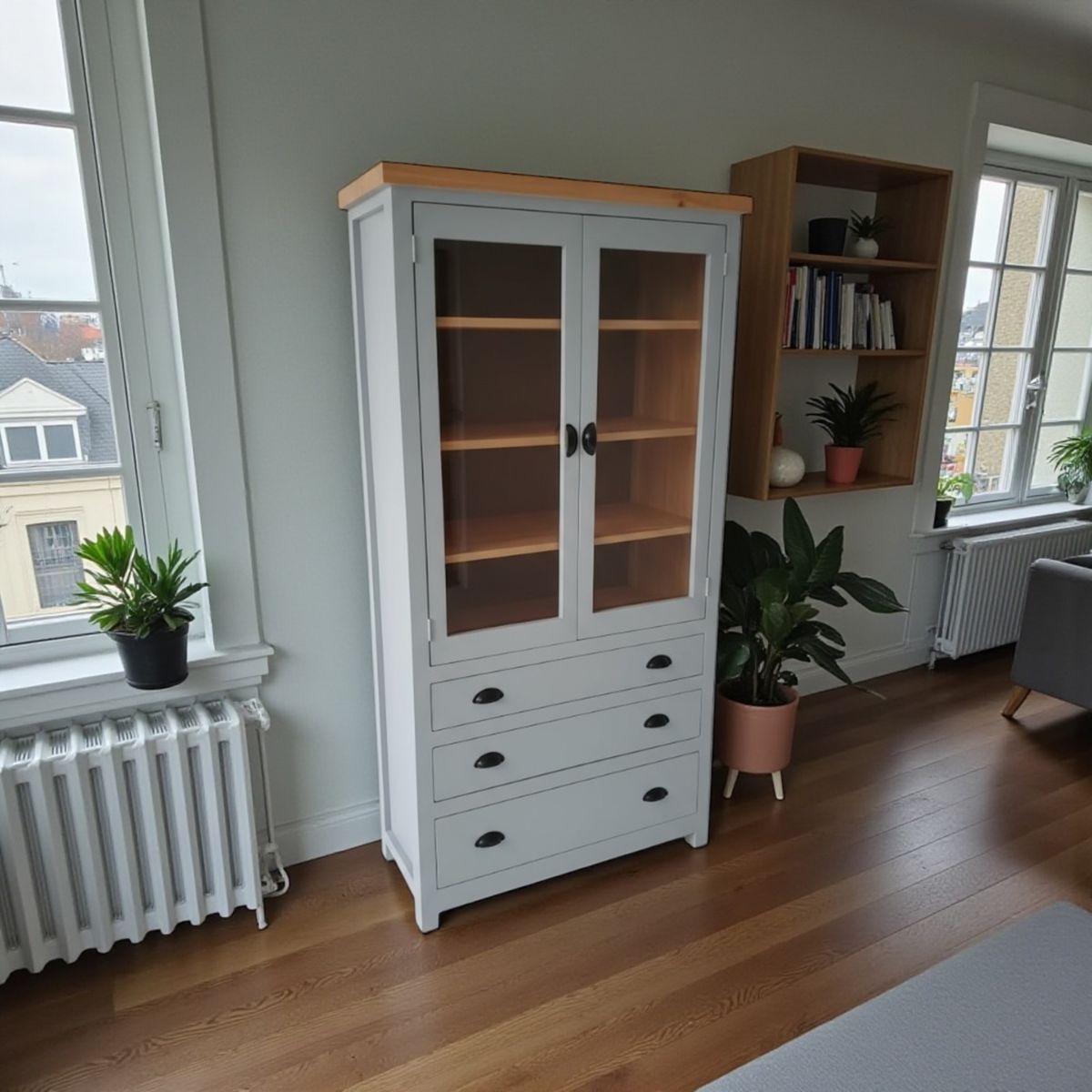 GENERICO - Vitrina para Copas con Estantes de Vidrio y Cajones - Modelo M  MGR Muebles