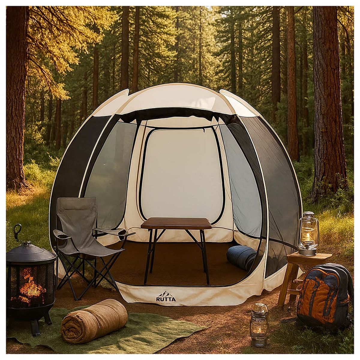 RUTTA - Toldo Comedor Camping Instantáneo Plegable 3.05 x 3.05 mts
