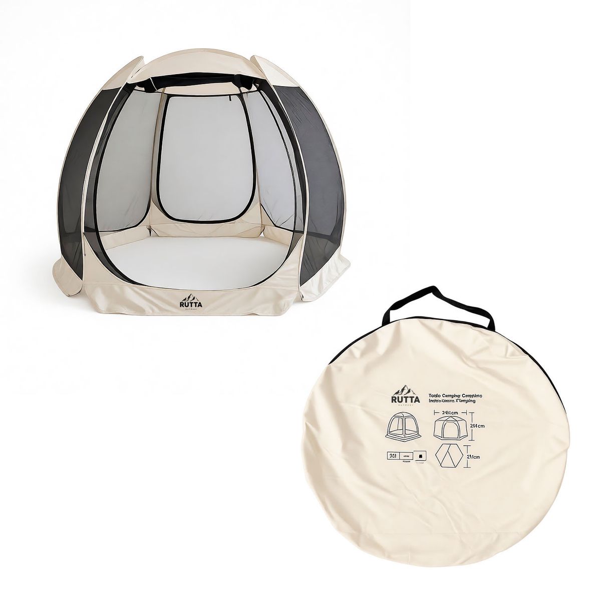 RUTTA - Toldo Comedor Camping Instantáneo Plegable 3.05 x 3.05 mts