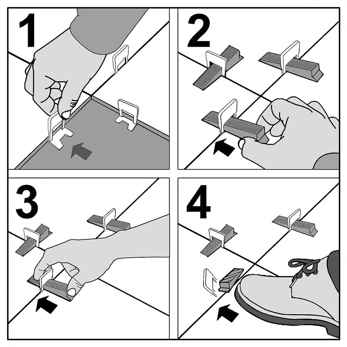 DALI - Espaciadores y Niveladores para Cerámica 1 mm – Set 200 Piezas (100 Cuñas + 100 Espaciadores)