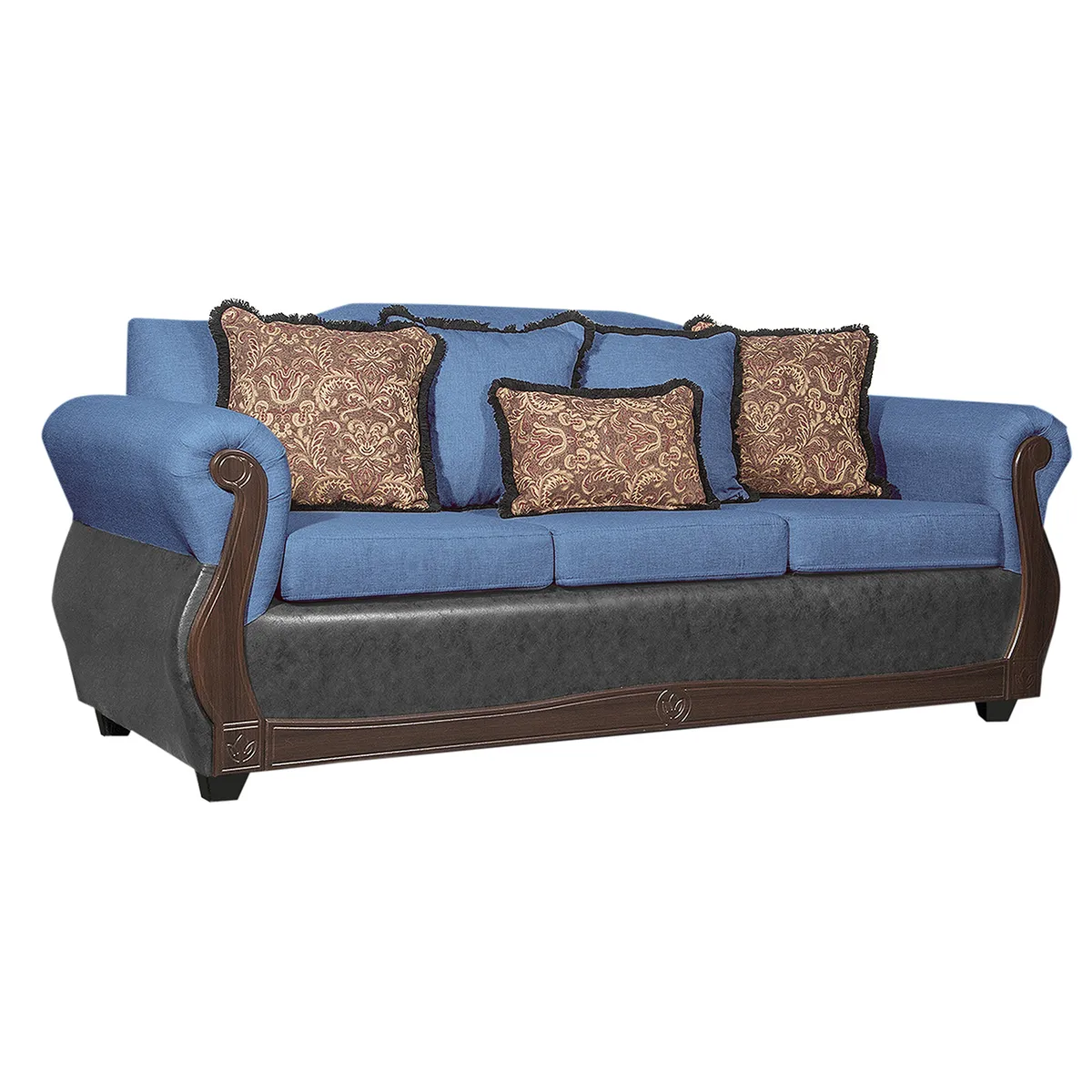 BLACK FACTORY - Sofa 3 Cuerpos Gran Columbia Azul Gris