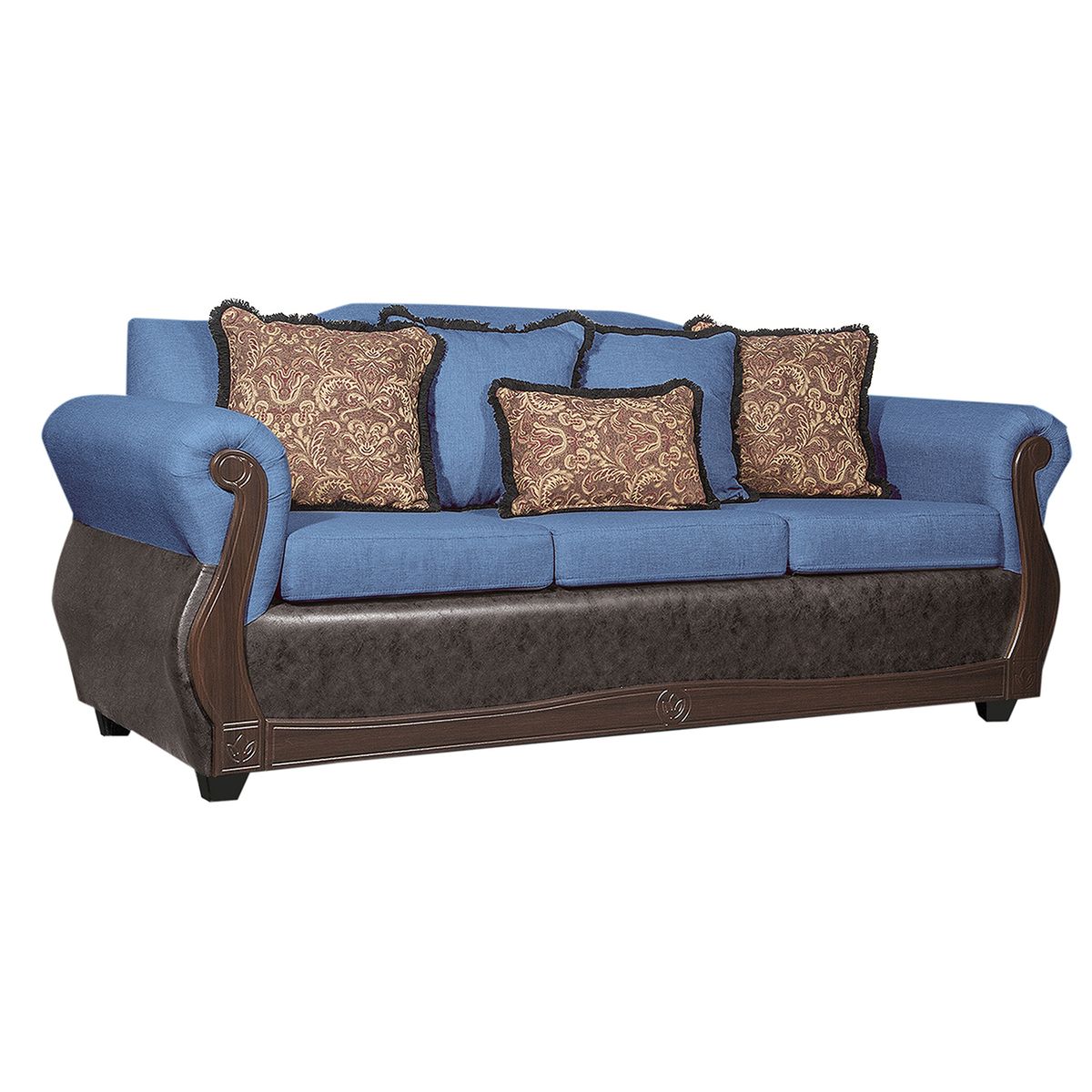 BLACK FACTORY - Sofa 3 Cuerpos Gran Columbia Azul Cafe