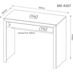 TECNOMOBILI - Escritorio 1 cajón blanco 74,5x90x46,6 cm