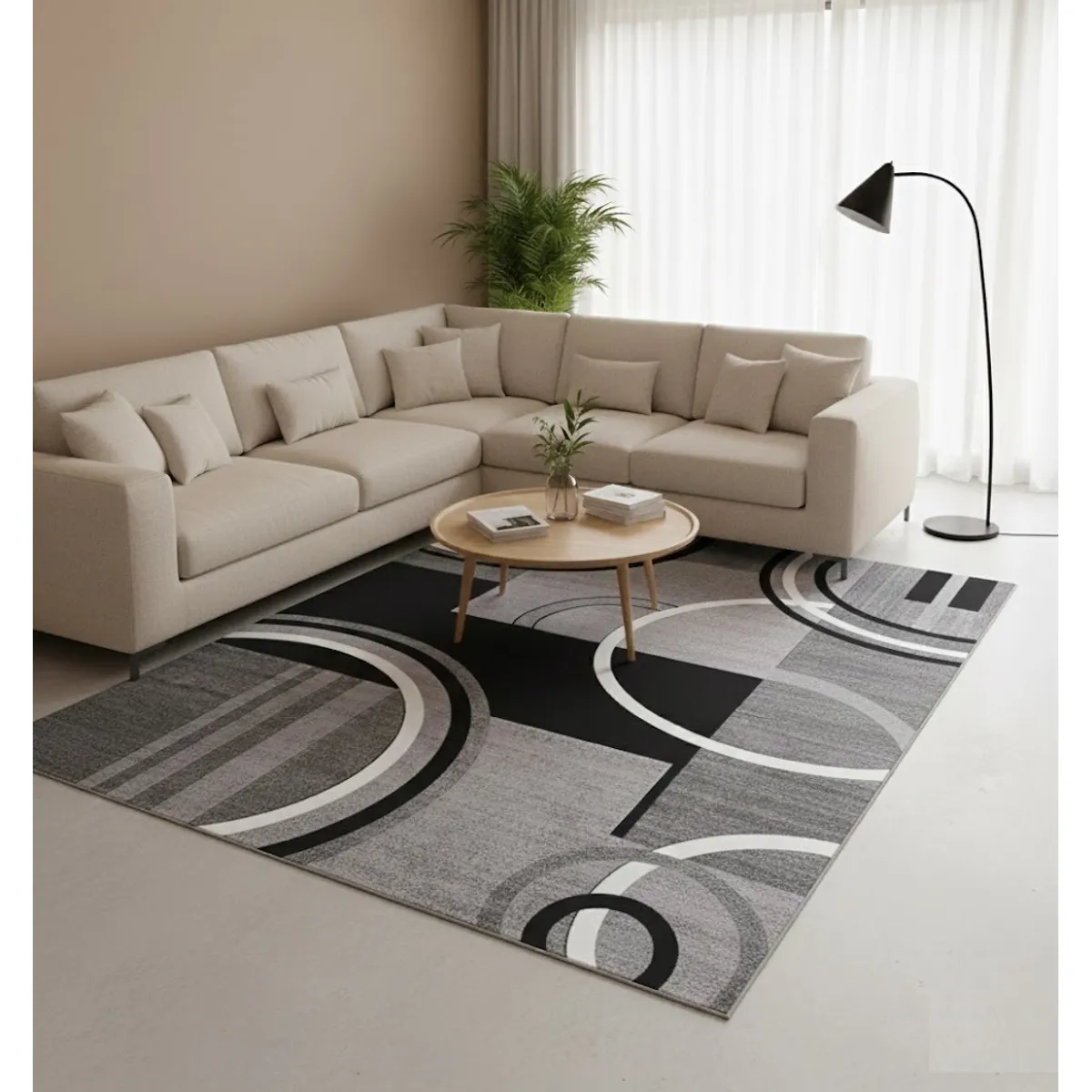 GENERICO - ALFOMBRA 200X240 CM GRIS DISEÑO ABSTRACTO GEOMETRICO ELEGANTE MODERNA DECORATIVA DCOIDEA