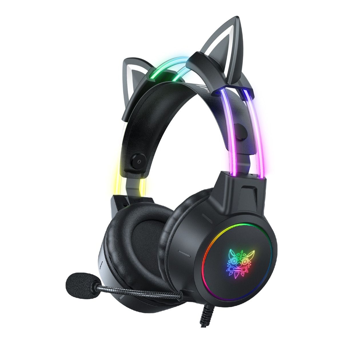 ONIKUMA - Audifono Gamer x15Pro Orejas de Gato Negro Cancelación Ruido
