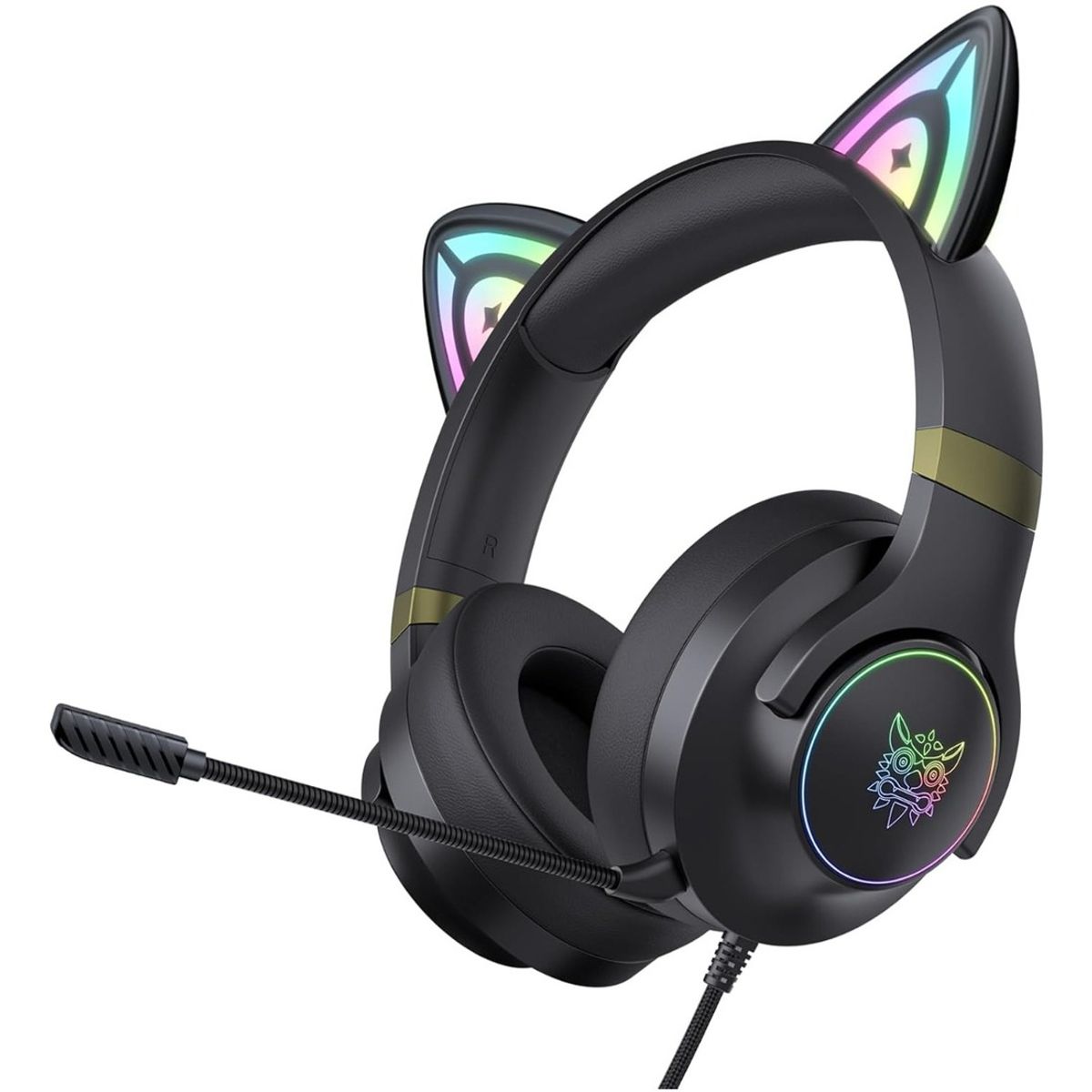 ONIKUMA - Audifono Gamer X30 Orejas de Gato Luz RGB Microfono Desmonta