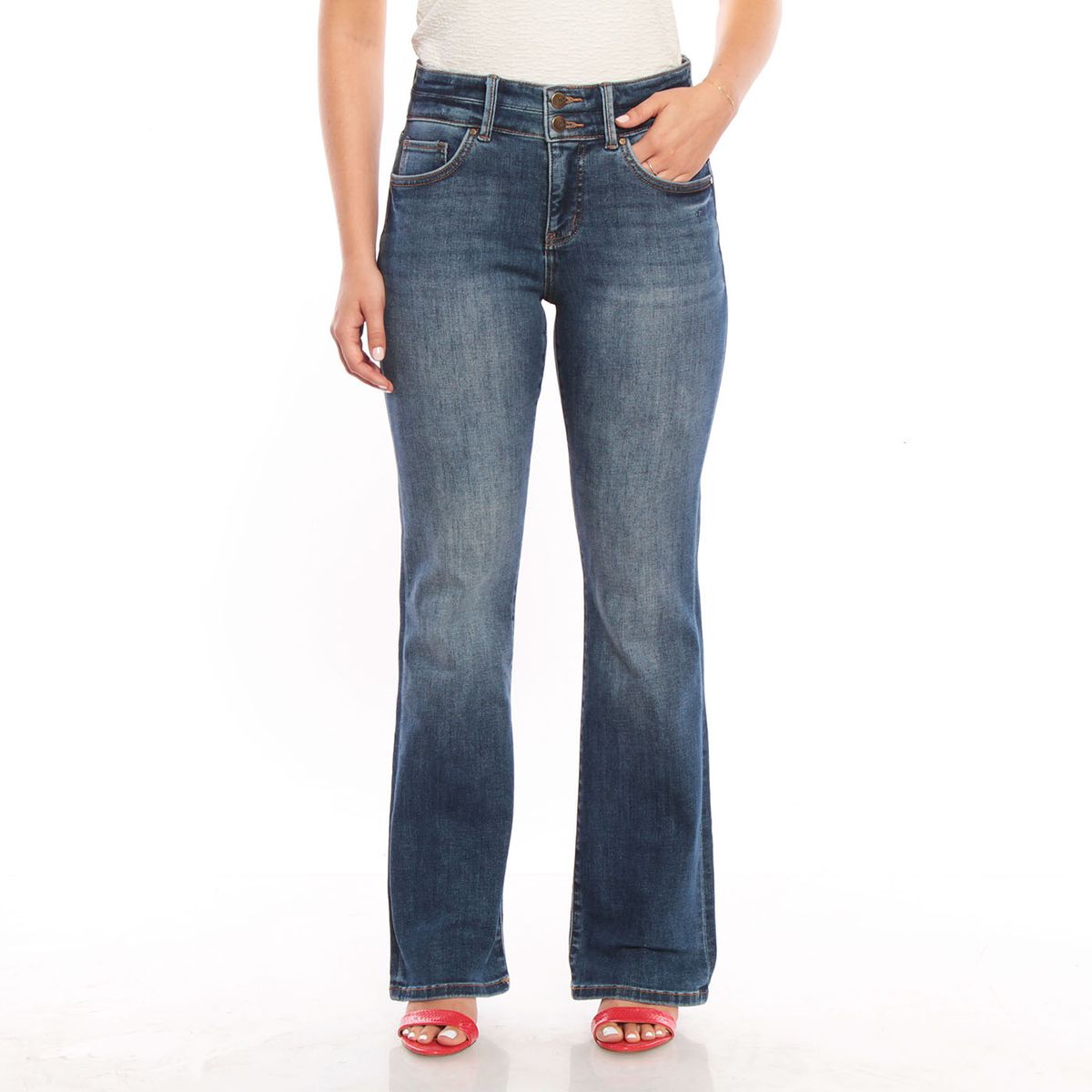WADOS - JEANS RECTO TIRO ALTO PRETINA 2 BOTONES