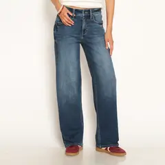 WADOS - JEANS WIDE LEG TIRO ALTO PRETINA BASICA 1 BOTON