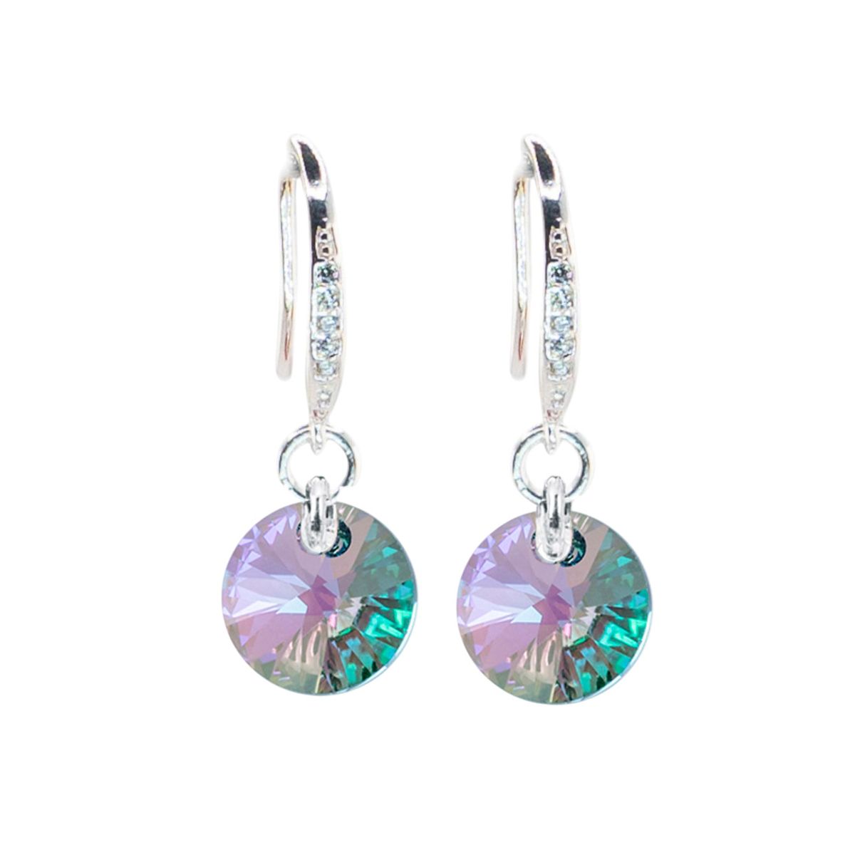 JOYAS MONTERO - Aros Sofia Baño Oro Blanco Creado con Cristal Swarovski® Paradise Shine