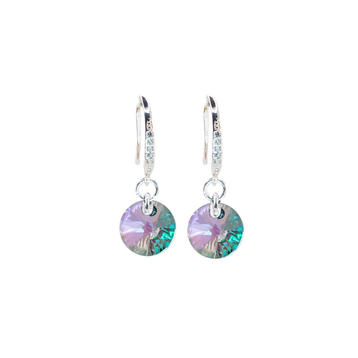 JOYAS MONTERO - Aros Sofia Baño Oro Blanco Creado con Cristal Swarovski® Paradise Shine