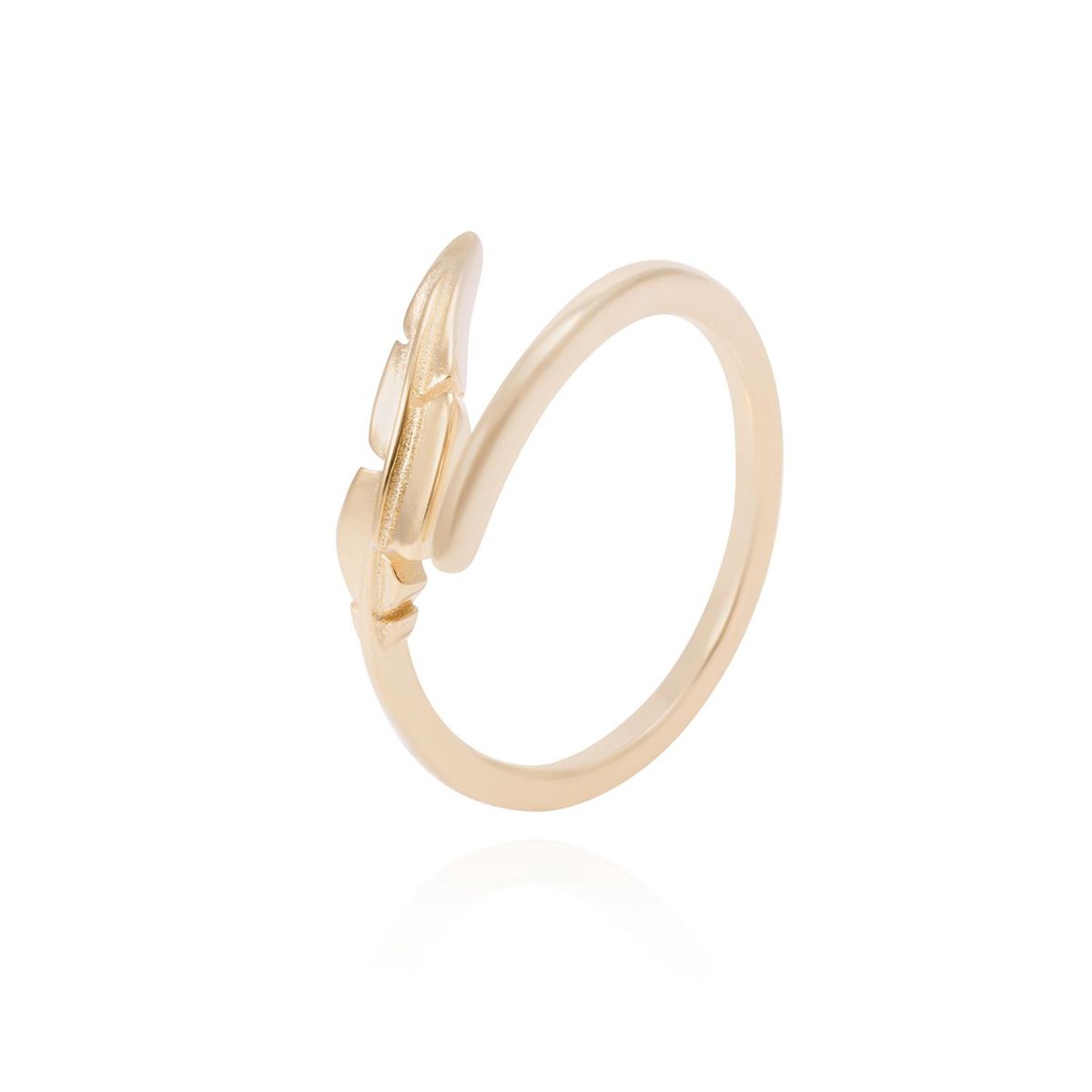 JB JOYAS BARON - Anillo Revestido en Oro 18kt Diseño de Hojas Estilizadas