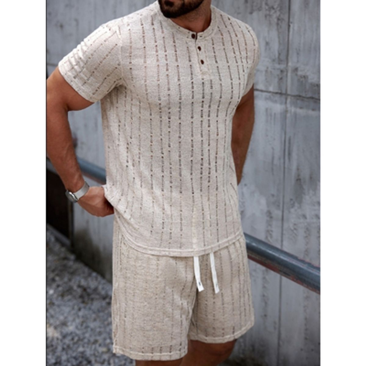 LIKE SHOP - Polera Hombre Manga Corta Tejida Estilo Casual Botones 0262
