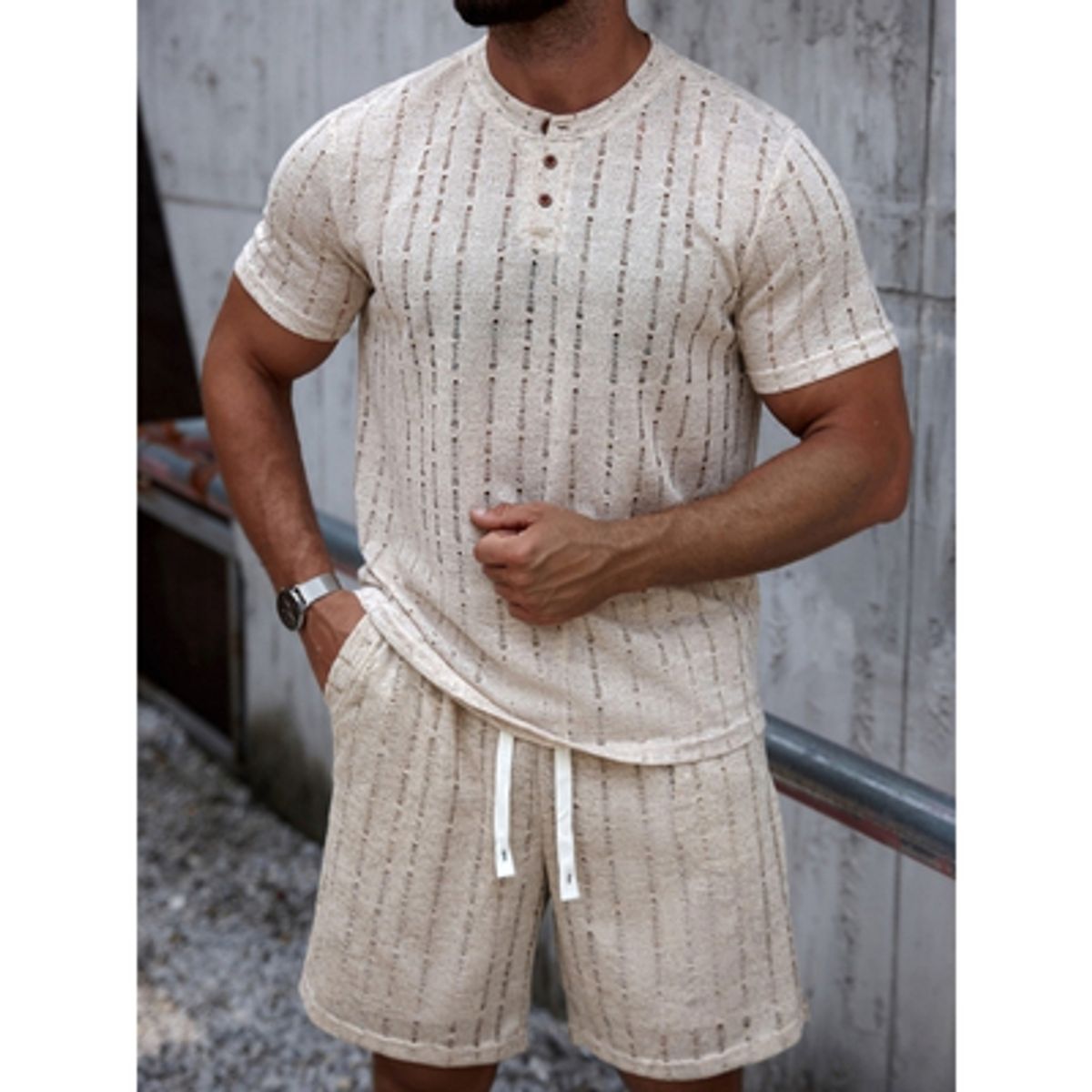 LIKE SHOP - Polera Hombre Manga Corta Tejida Estilo Casual Botones 0262