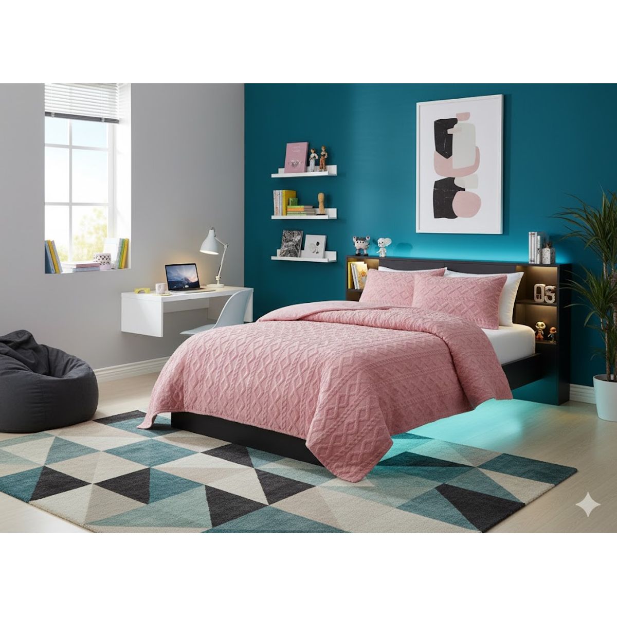 DIANA - COBERTOR TRENSADO CON CHIPORRO COLOR LISO ROSA 1.5 PLAZA 180CMX230CM