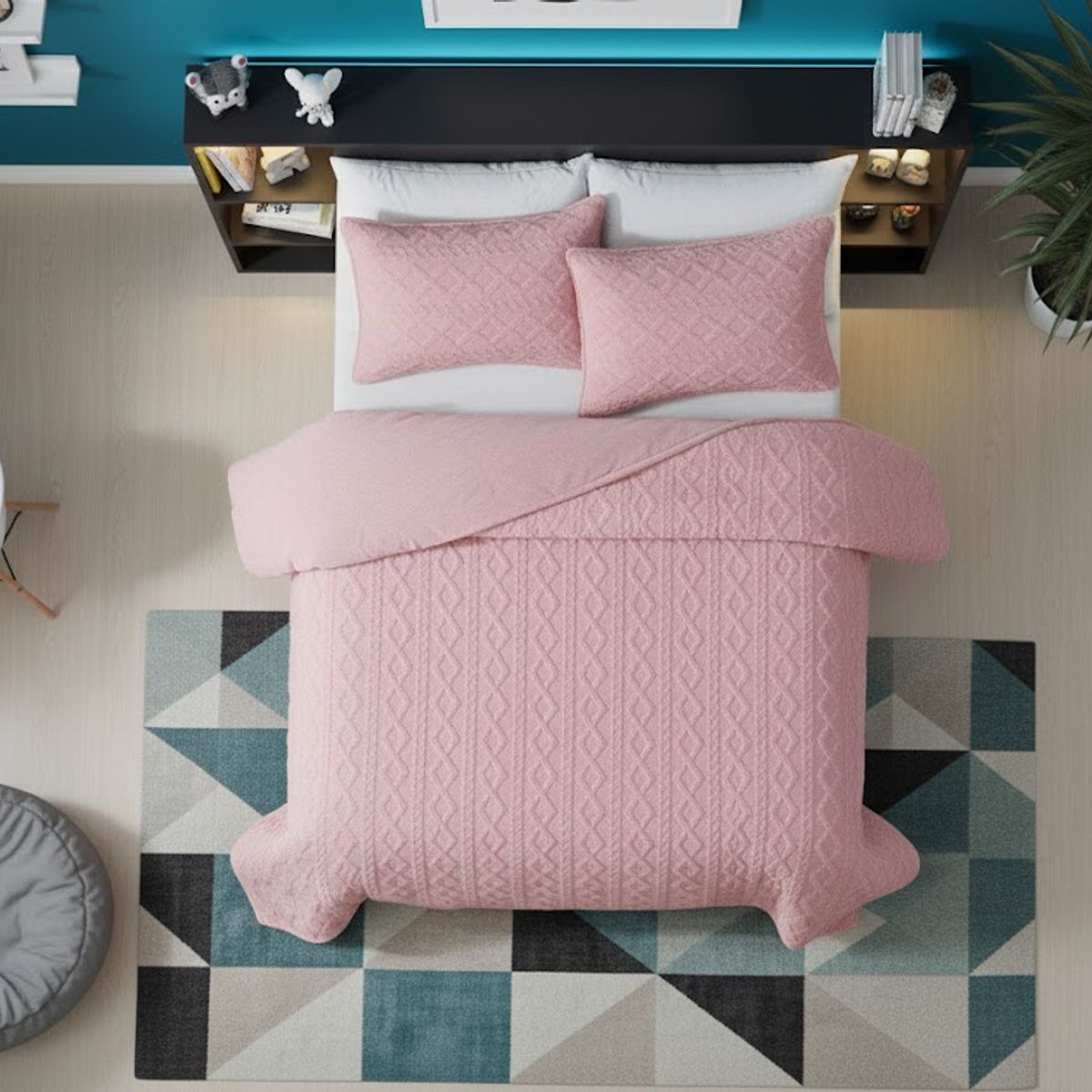 DIANA - COBERTOR TRENSADO CON CHIPORRO COLOR LISO ROSA 1.5 PLAZA 180CMX230CM