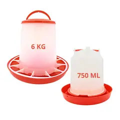GENERICO - Pack Bebedero 750ml + comedero 6kg para Gallinas Granjas