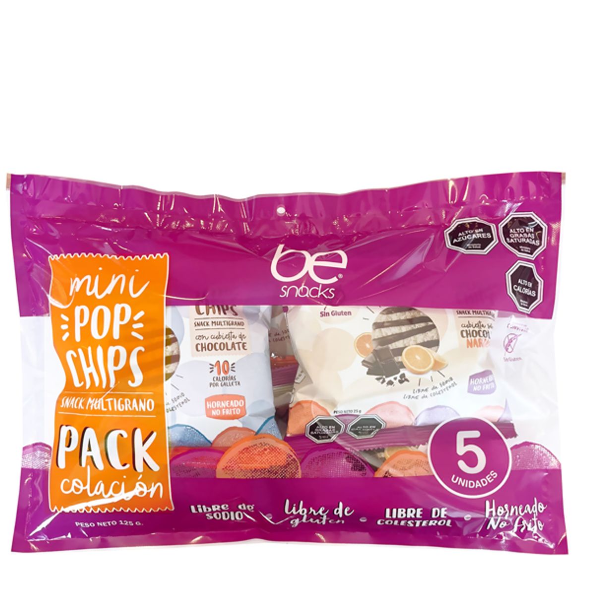 BECOOKIES - Caja Pack 5  unid  Mini Pop Chips 125 grs