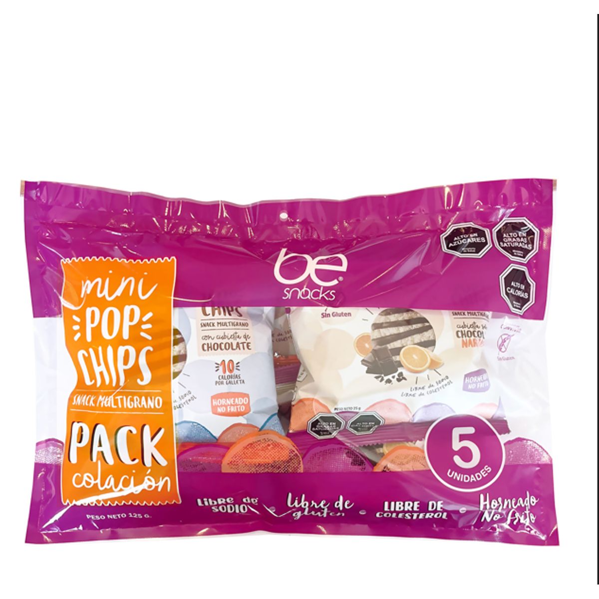 BECOOKIES - Caja Pack 5  unid  Mini Pop Chips 125 grs