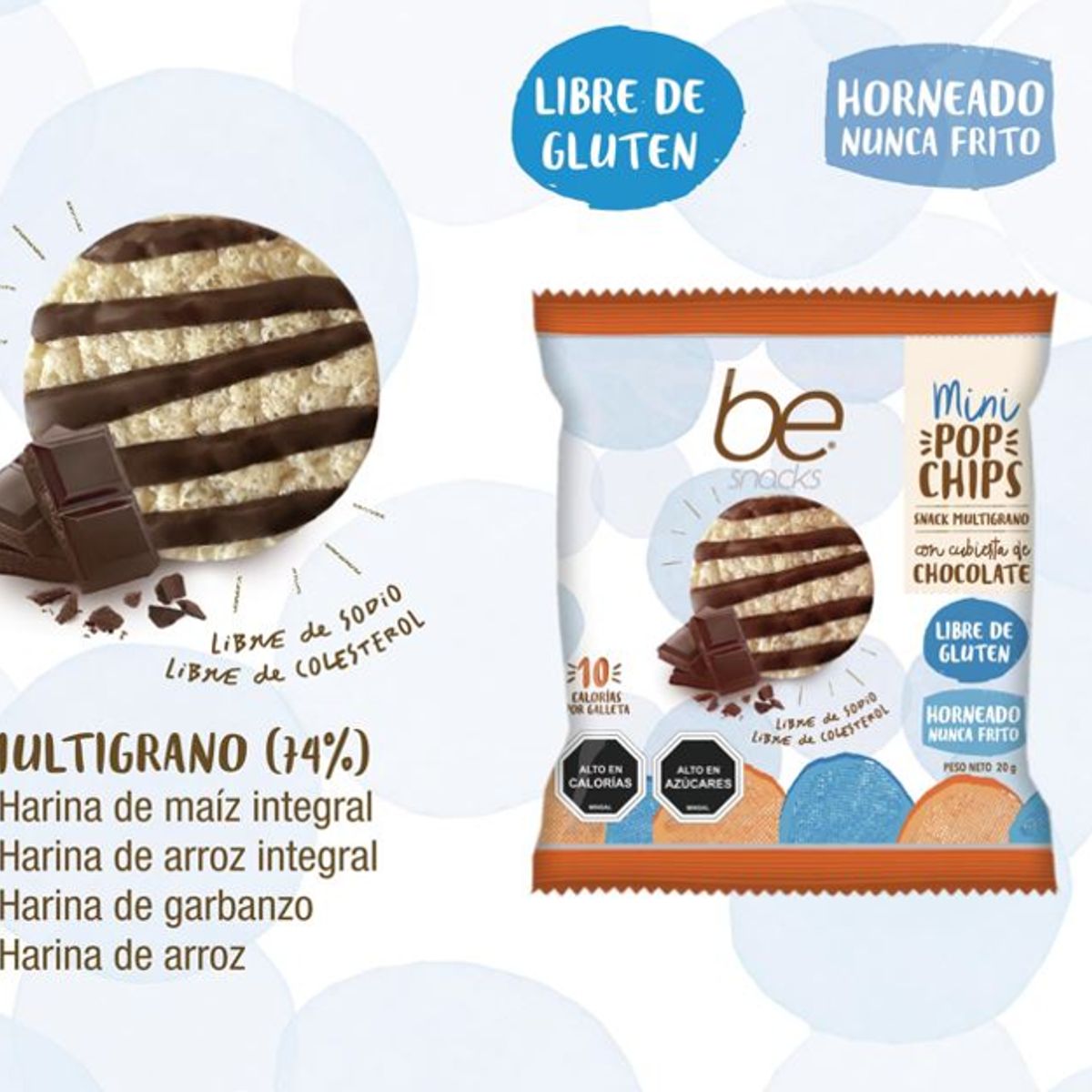 BECOOKIES - Caja Pack 5  unid  Mini Pop Chips 125 grs