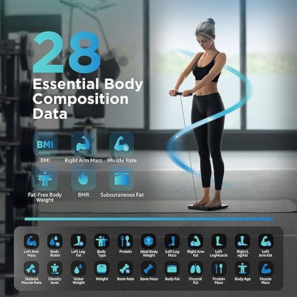 GENERICO - Pesa Digital Balanza Bascula Analisis Grasa Corporal 180kg + App