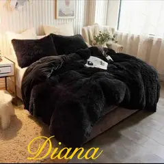 DIANA - PLUMON O COBERTOR PELUDO CON CHIPORRO 2 PLAZA COLOR LISO NEGRO 230CM X 250CM