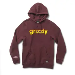 GRIZZLY - Poleron Hoodie Hombre Griptape Lowercase Fadeaway Burdeo
