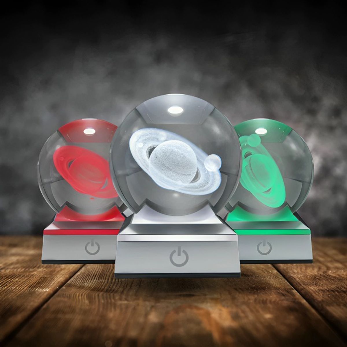 GENERICO - Bola de Cristal LED RGB Diseños 3D Multicolor Saturno