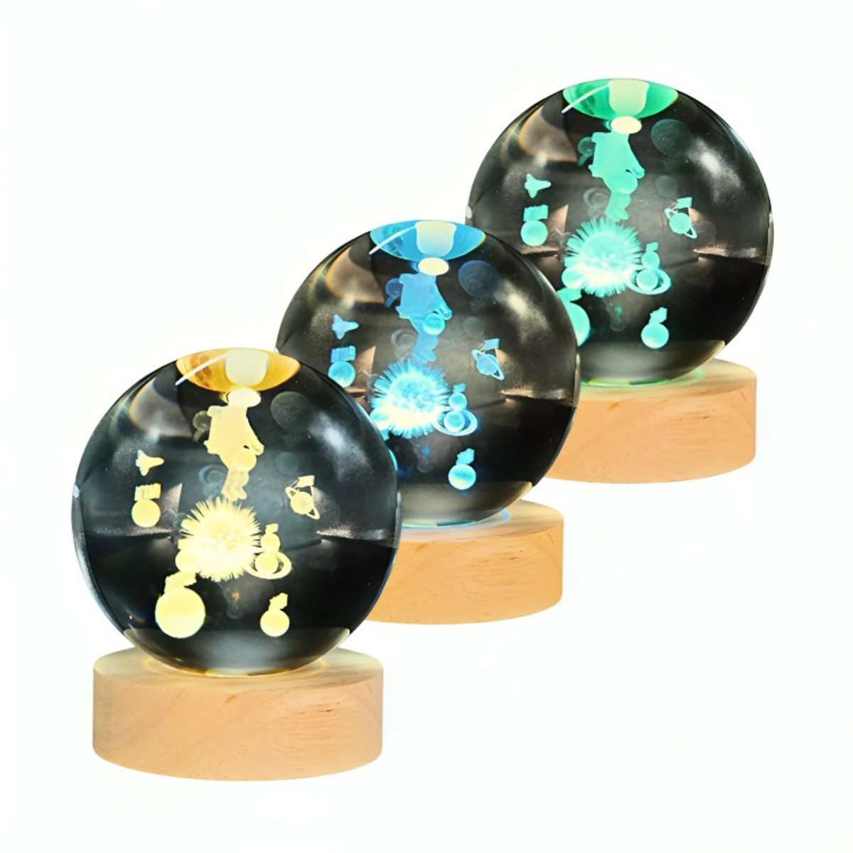 GENERICO - Lampara Bola De Cristal LED RGB Colores Astronauta